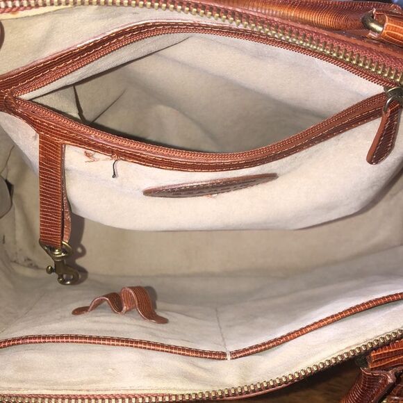 BRAHMIN Prissy Collection Italian Croc Embossed Leather Dome Shaped Satchel VTG